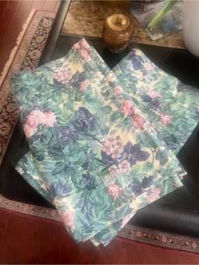 Vintage Laura Ashley Floral Botanical Print window Valance pair